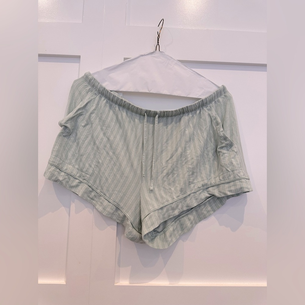 Auden Pretty Mint Green Striped Pajama Short Set - Picture 2 of 4